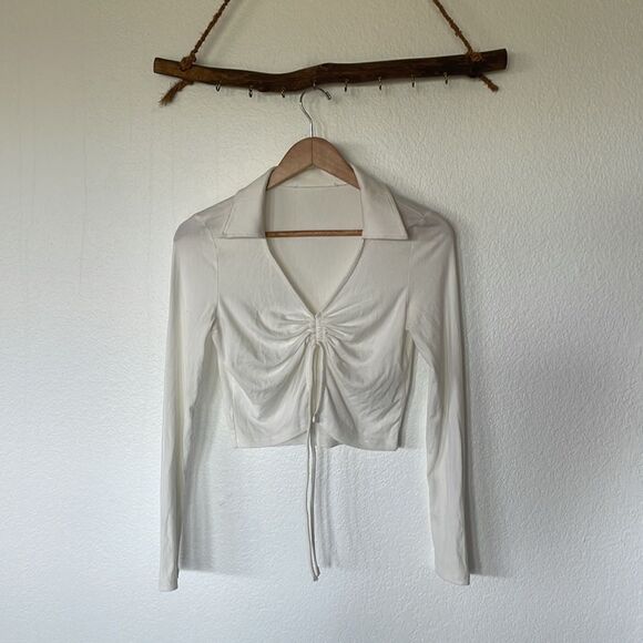 White long sleeve crop top - Picture 2 of 2